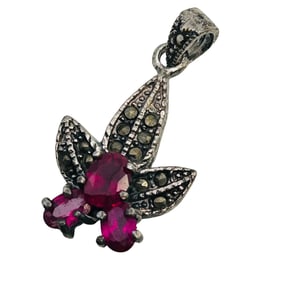 Marcasite And RUBY Sterling Pendant 4.13 G