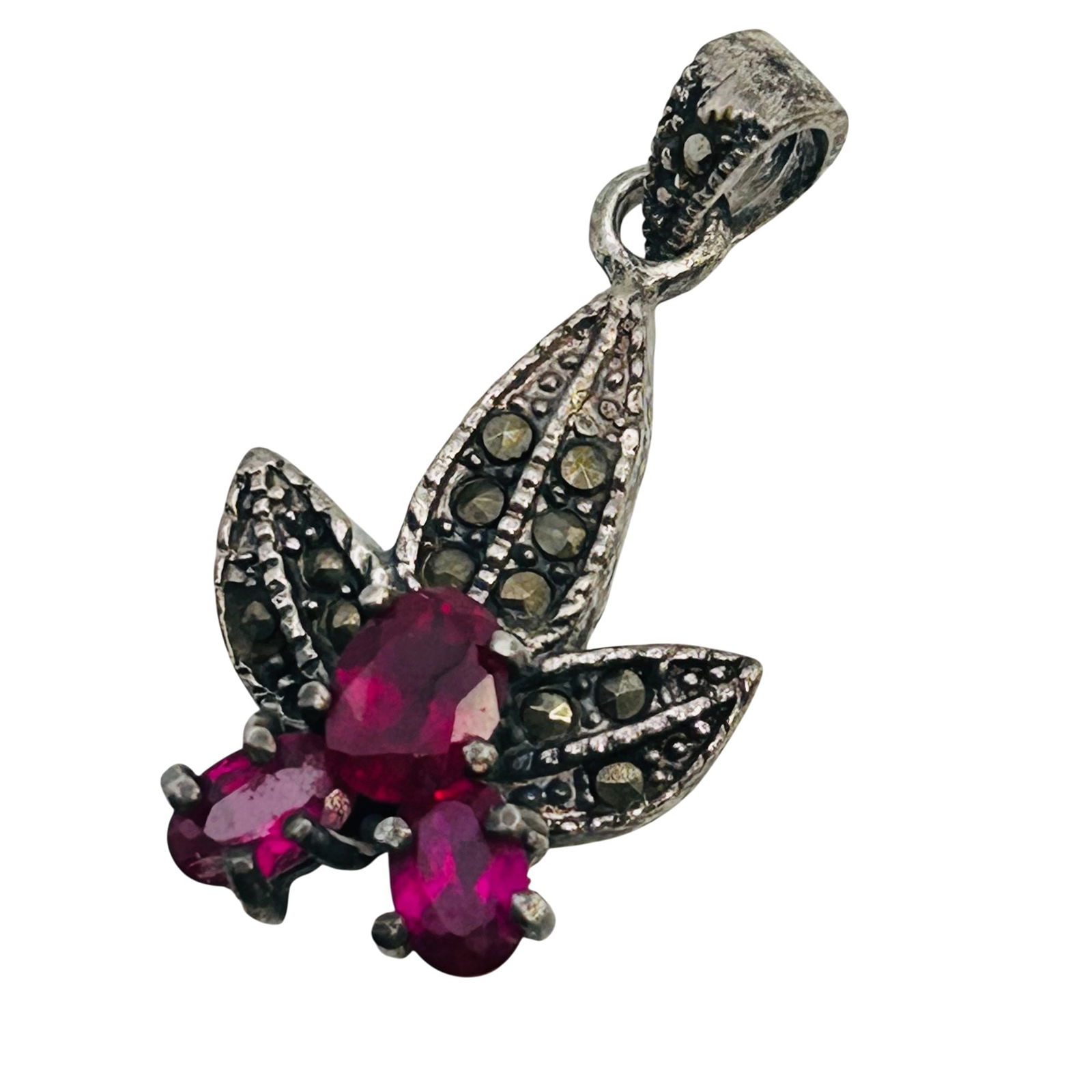 Marcasite And RUBY Sterling Pendant 4.13 G (1 of 7)