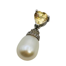 Pearl Citrine Sterling Pendant 2.44g