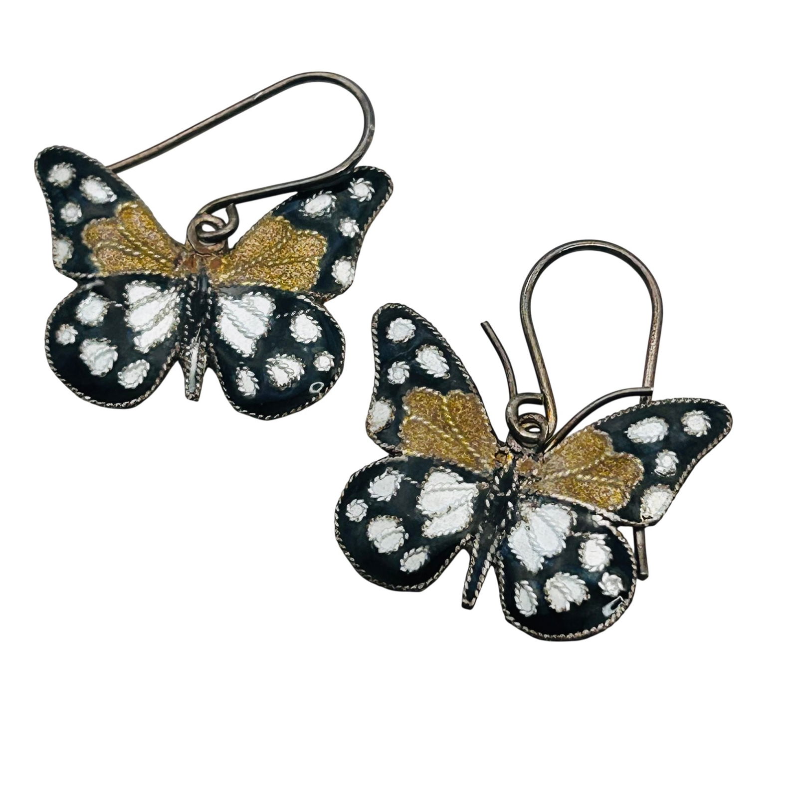 Sterling Enamel Butterfly Dangle Earrings 3.12g (1 of 8)
