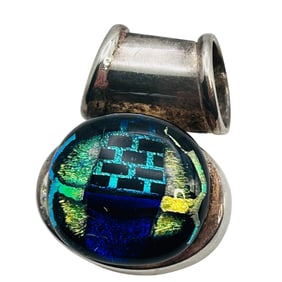 Sterling Dichroic Glass Oval Pendant 20g
