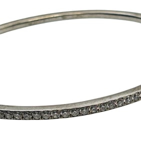 Cubic Zirconia Sterling Hinge Bangle Bracelet 15.2g