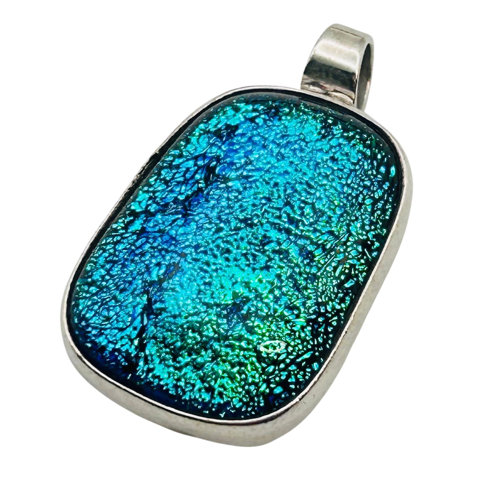 Mexico, Sterling Dichroic Glass Pendant 7.66 G: Mexico Sterling dichroic glass pendant 7.66 g