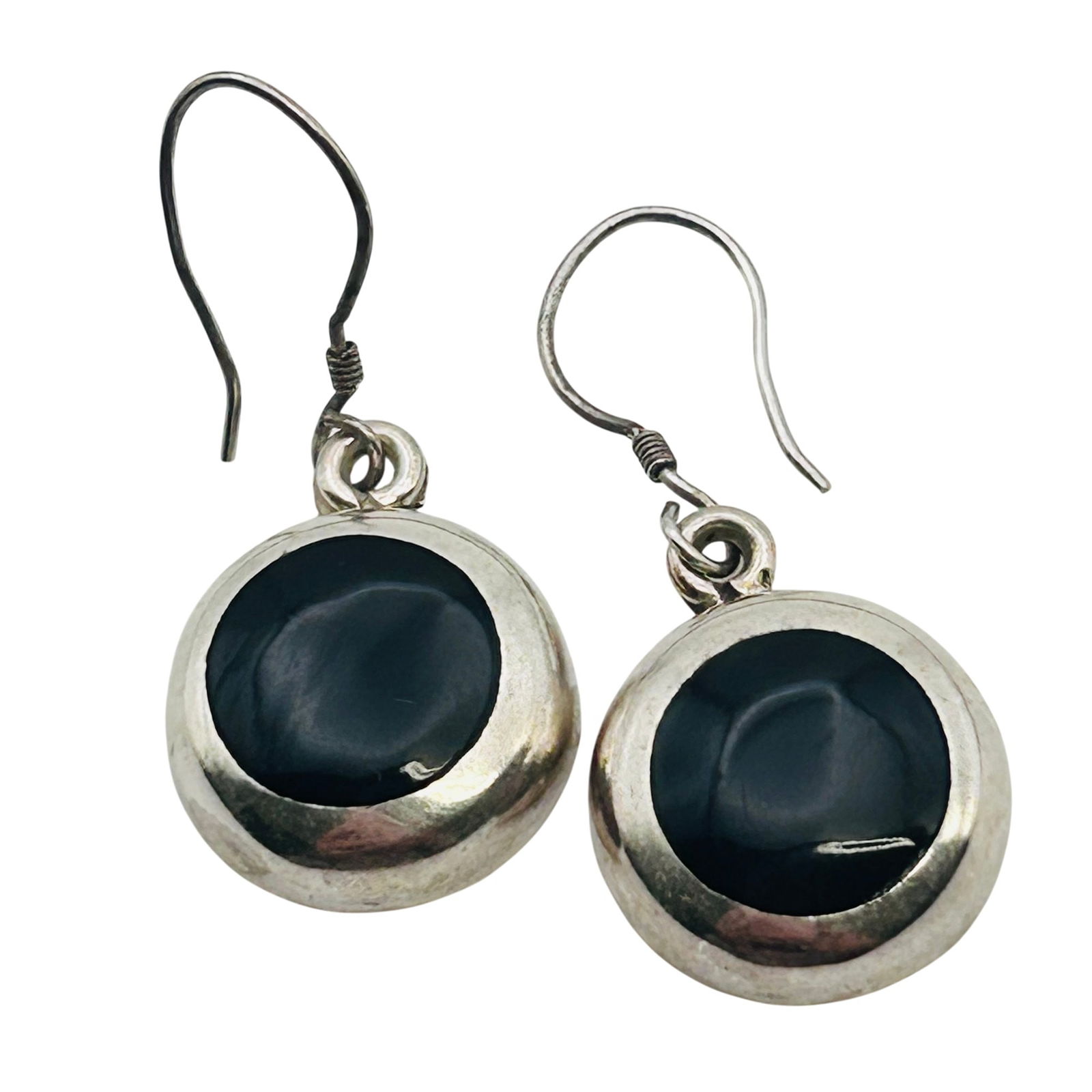 TAXCO MR-14 Sterling Mexico Round Dangle Earrings 3.89 G (1 of 6)