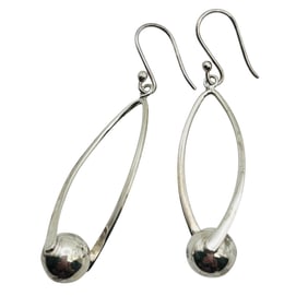 ATI Mexico, Sterling Hook Back Hoop And Ball Earrings 5.52 G