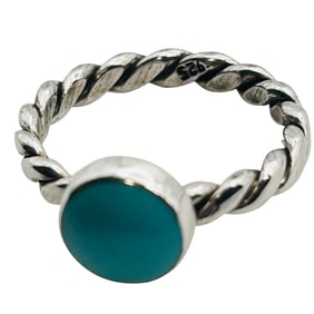Mexico, ATI Turquoise Sterling Braid Band Rings Size 6, 2.9 G