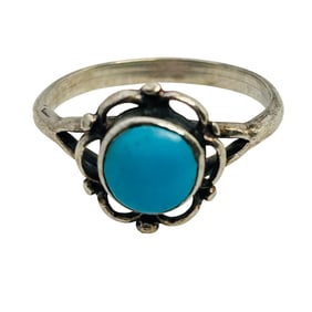 Southwest Sterling Turquoise Ring Size 5, 1.73 G