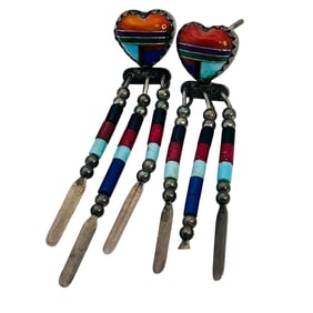 Quoc Trading Southwest Sterling Bead Dangle Earrings 3.41g