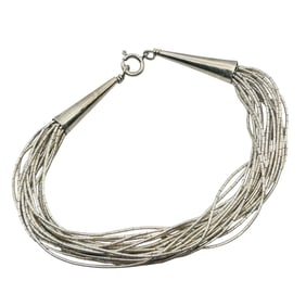 Southwest Sterling Waterfall Bracelet Multi Strands 6.5 Inches, 6.3 G