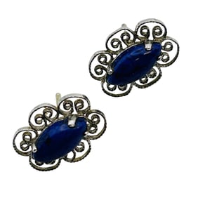 Southwest Lapis Lazuli Sterling Stud Earrings .9 G