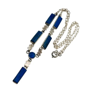 Lapis Lazuli 18 Inch Oval Link Sterling Chain Necklace 7.35 G
