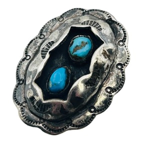 Southwest Sterling Turquoise Stone Pendant, 8.09 G