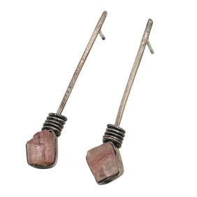 LY Barrage Sterling Rose Quartz Earrings 2.63 G