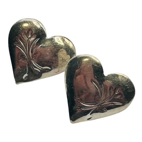 Signed Pearce Sterling Heart Etched Earrings 2.16 G