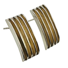 Navajo Artist Signed RANCIS Sterling Rectangular Lined Earrings 7.88 G