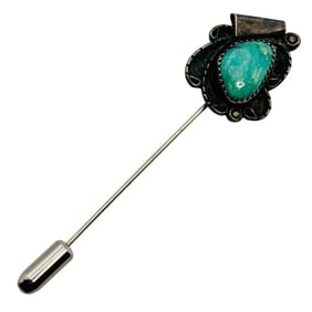 Navajo Sterling Turquoise Lapel Pin 5.74 G