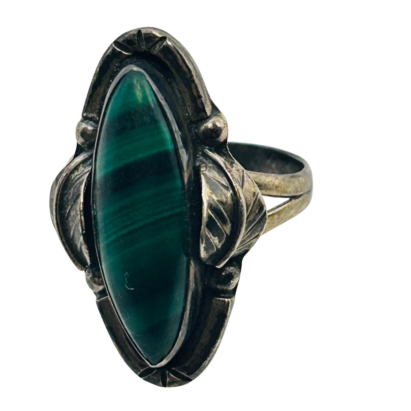 Navajo Malachite Sterling Oval Ring Sz7, 5.62g: Navajo malachite Sterling oval ring sz7 5.62g
