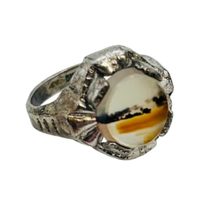 Southwest Sterling Agate Ring Size 3, 2.25 G