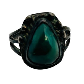 Navajo Malachite Sterling Ring Size 3.5, 3.3 G