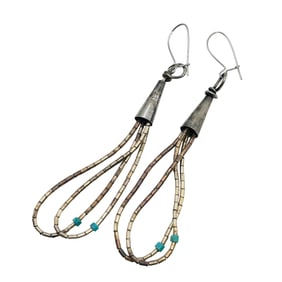 Southwest Sterling Turquoise Bead Dangle Earrings 2.9g