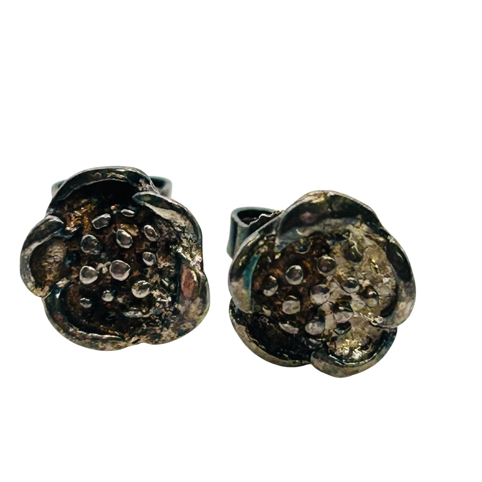 Sterling Flower Stud Earrings 2.35 G (1 of 4)