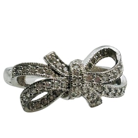 SW Cubic Zirconia Sterling Bow Ring Size 8, 4.3 G