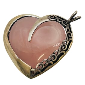 Rose Quartz Sterling Heart Pendant 12.3 G