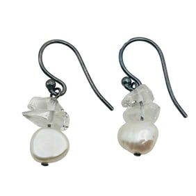 Sterling Pearl Quartz Dangle Earrings 2 G