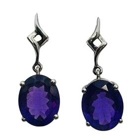 Amethyst Sterling Dangle Earrings 2.2 G