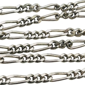 Italy, Sterling 18 Inch Figaro Chain Necklace 17.16