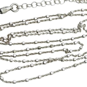 FAS Italy, 14 In. Sterling Double Cable Chain Square Bead Necklace 4.38 G