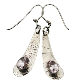 Rhinestone Sterling Sun Detail Hook Back Earrings 5.62 G