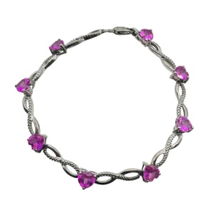 Pink Topaz Diamond Accent, Sterling Tennis Bracelet 9.95 G.