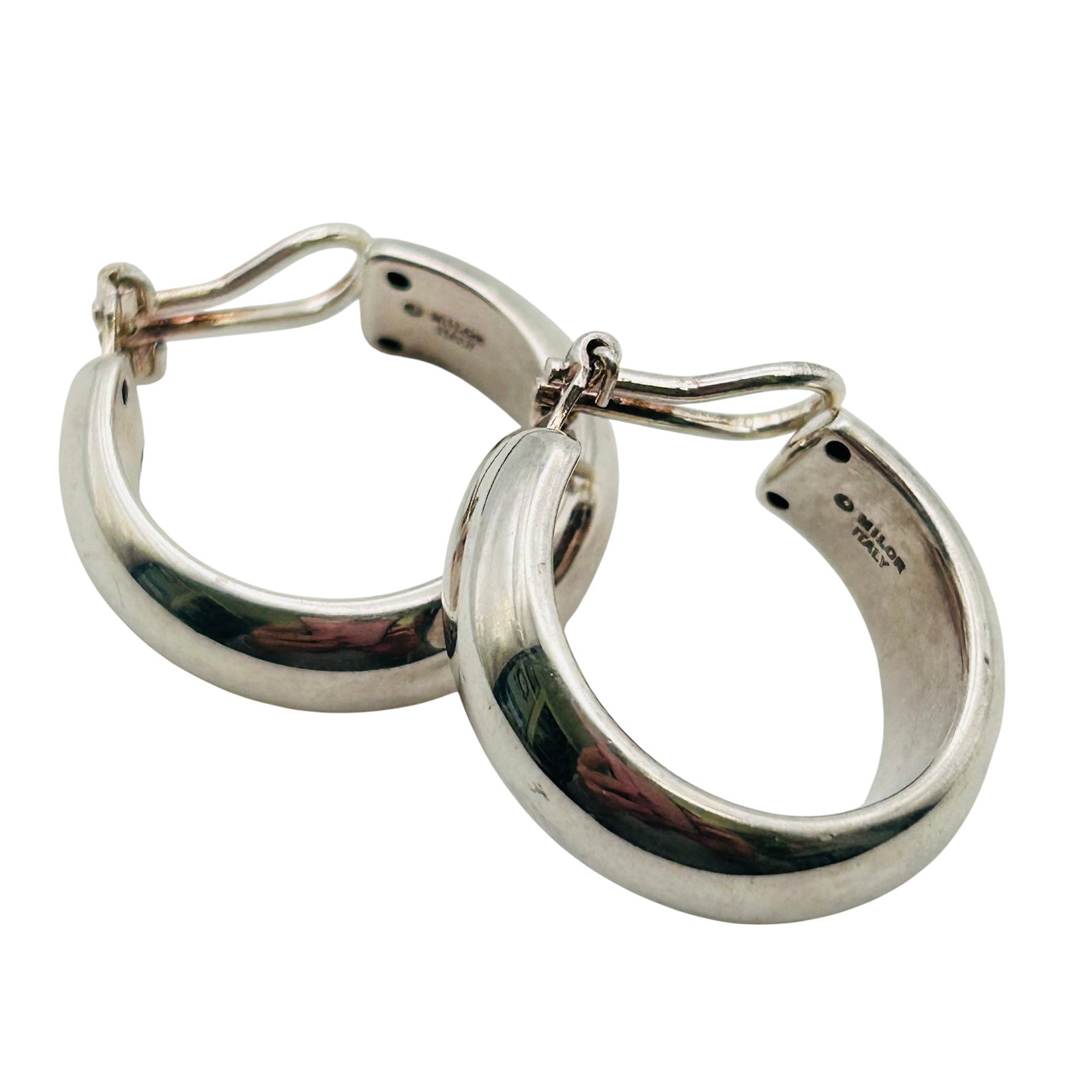 Milor Italy Clip On Sterling Hoop Earrings 6.44 G: Milor Italy clip on Sterling hoop earrings 6.44 g