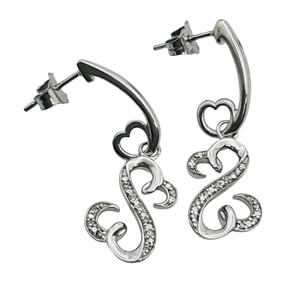 JWBR Tiny Diamond Open Heart Earrings 3.89 G.