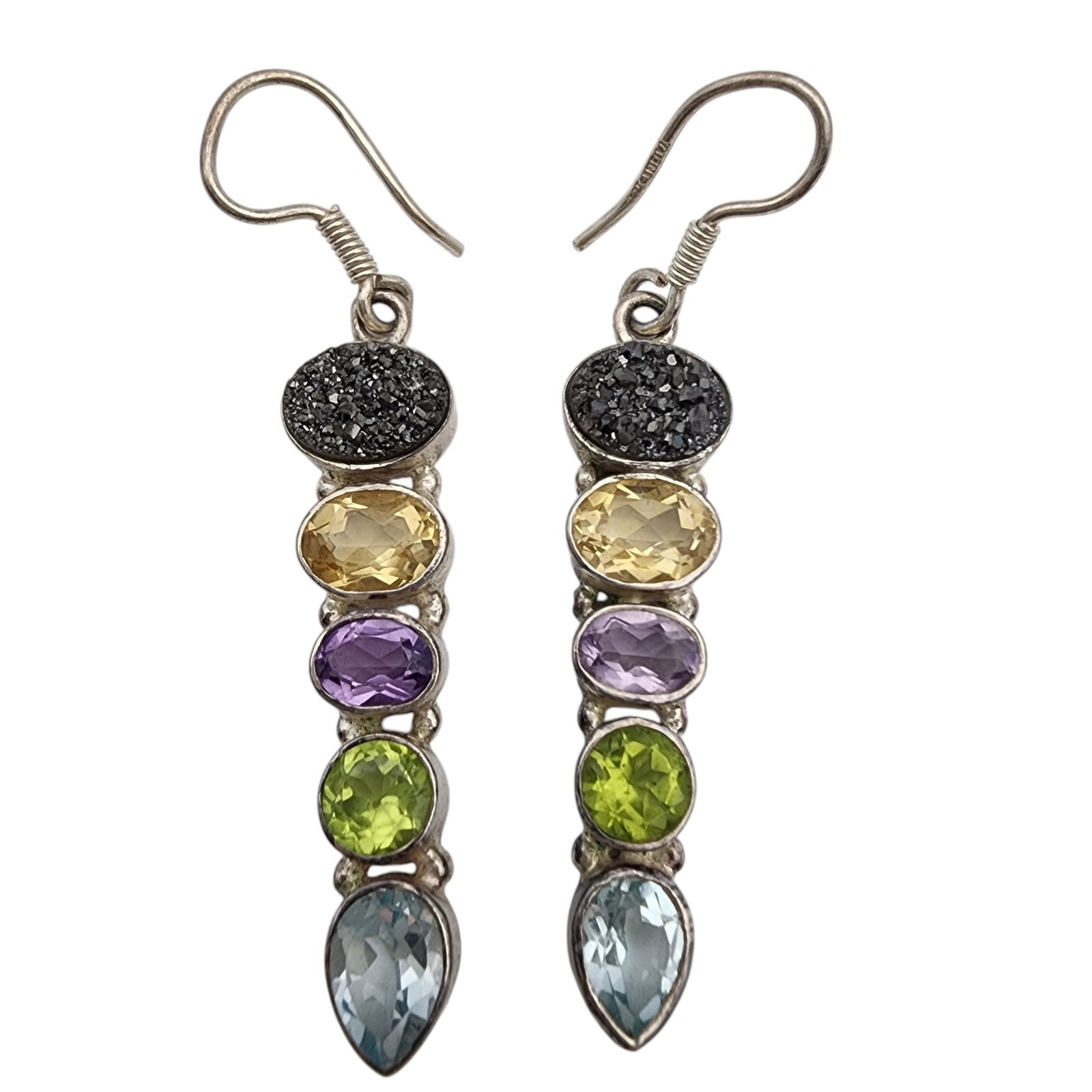 Sterling Silver Multi Stone Dangle Earrings (1 of 4)
