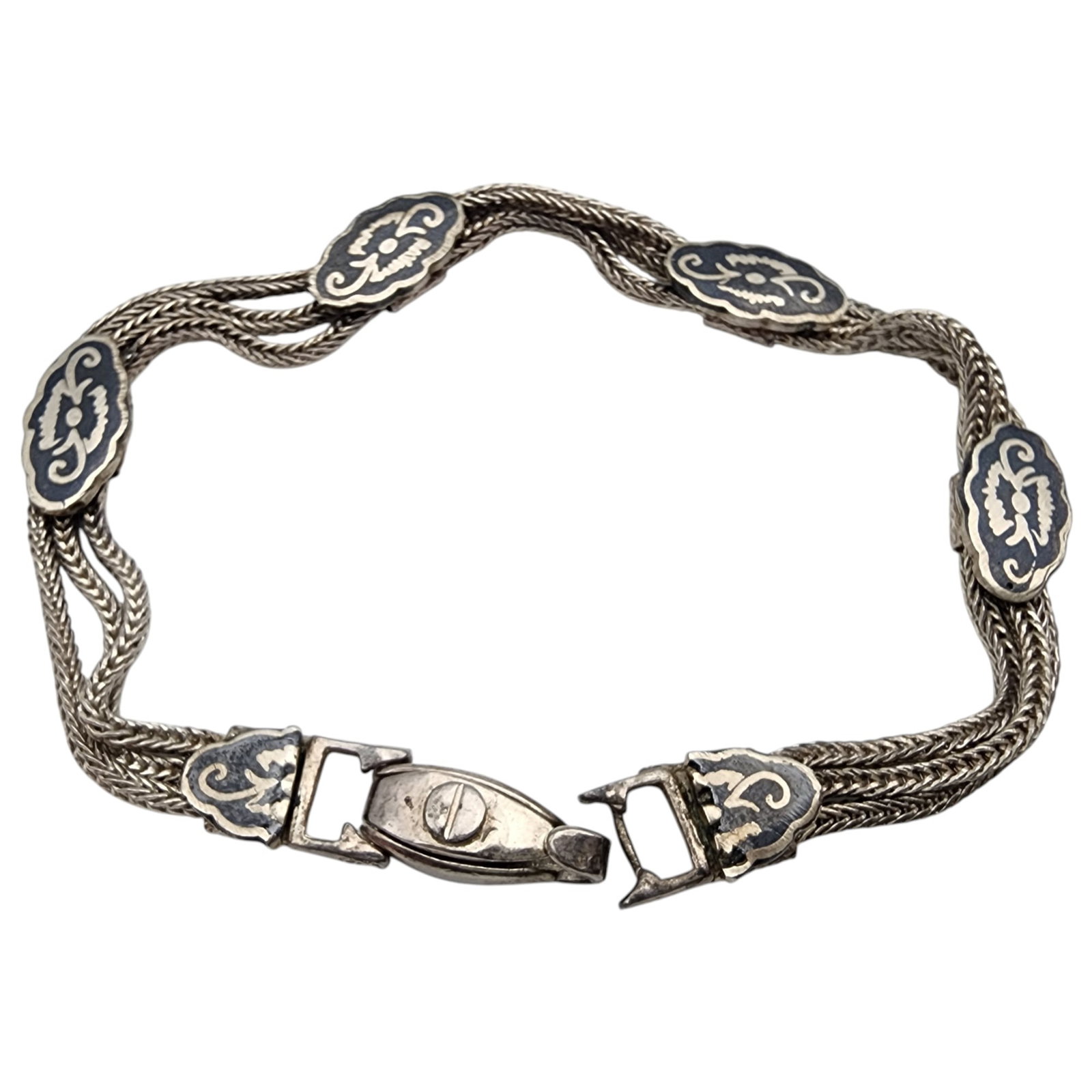 Vintage Anatoli Sterling Station Chain Bracelet: Vintage Anatoli Sterling Station Chain Bracelet, 12.1g