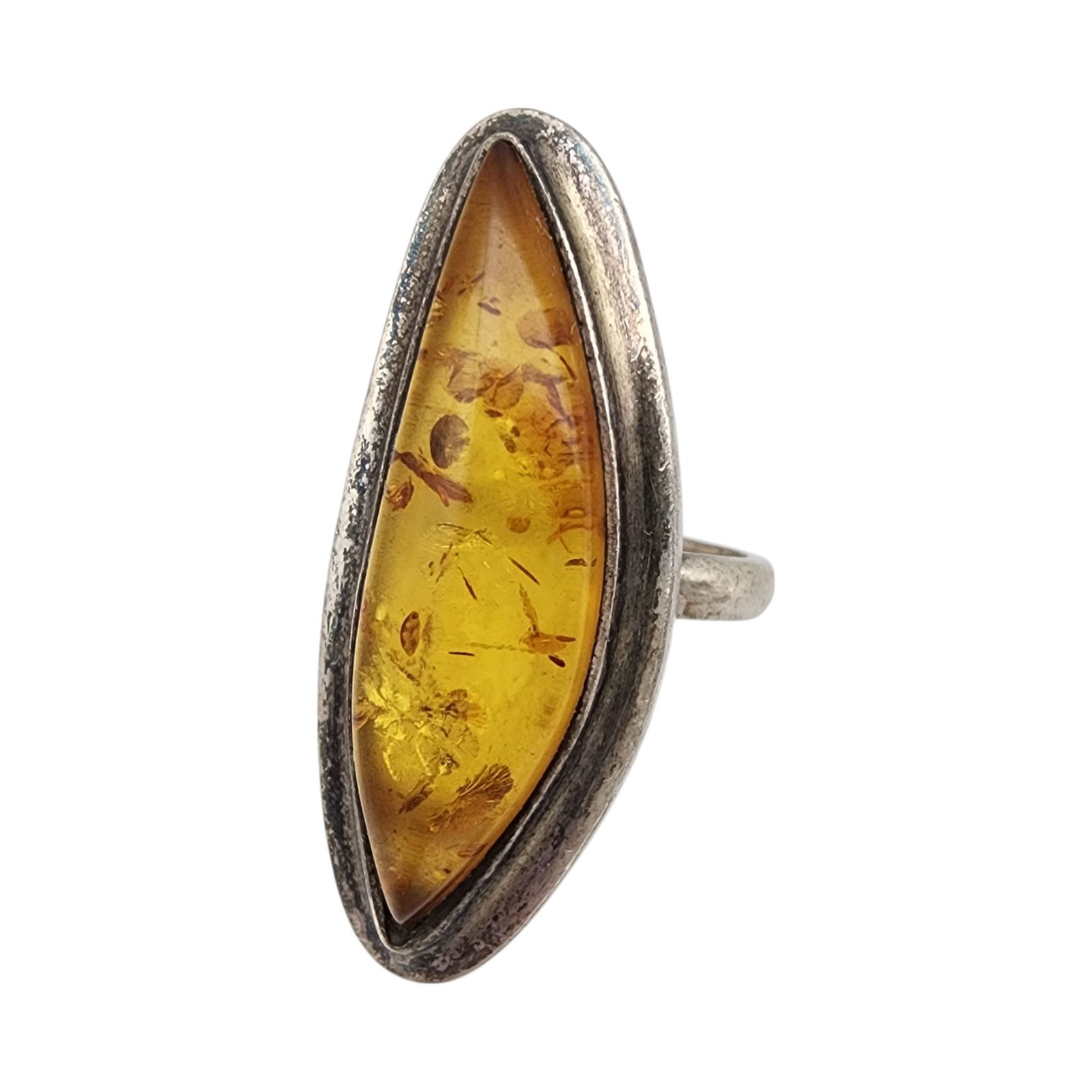 Vintage Signed Sterling Baltic Amber Ring Sz 8 (1 of 8)