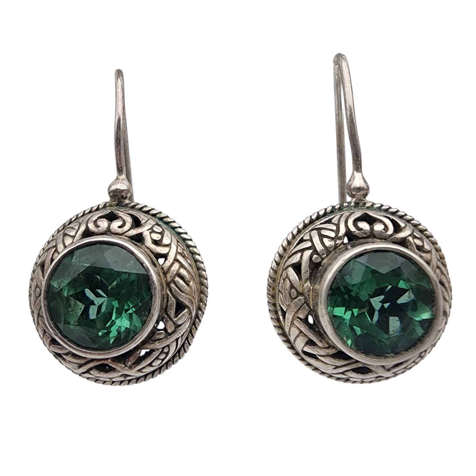 Sterling Silver Spinel Drop Earrings: Sterling Spinel Drop Earrings, 14.3g