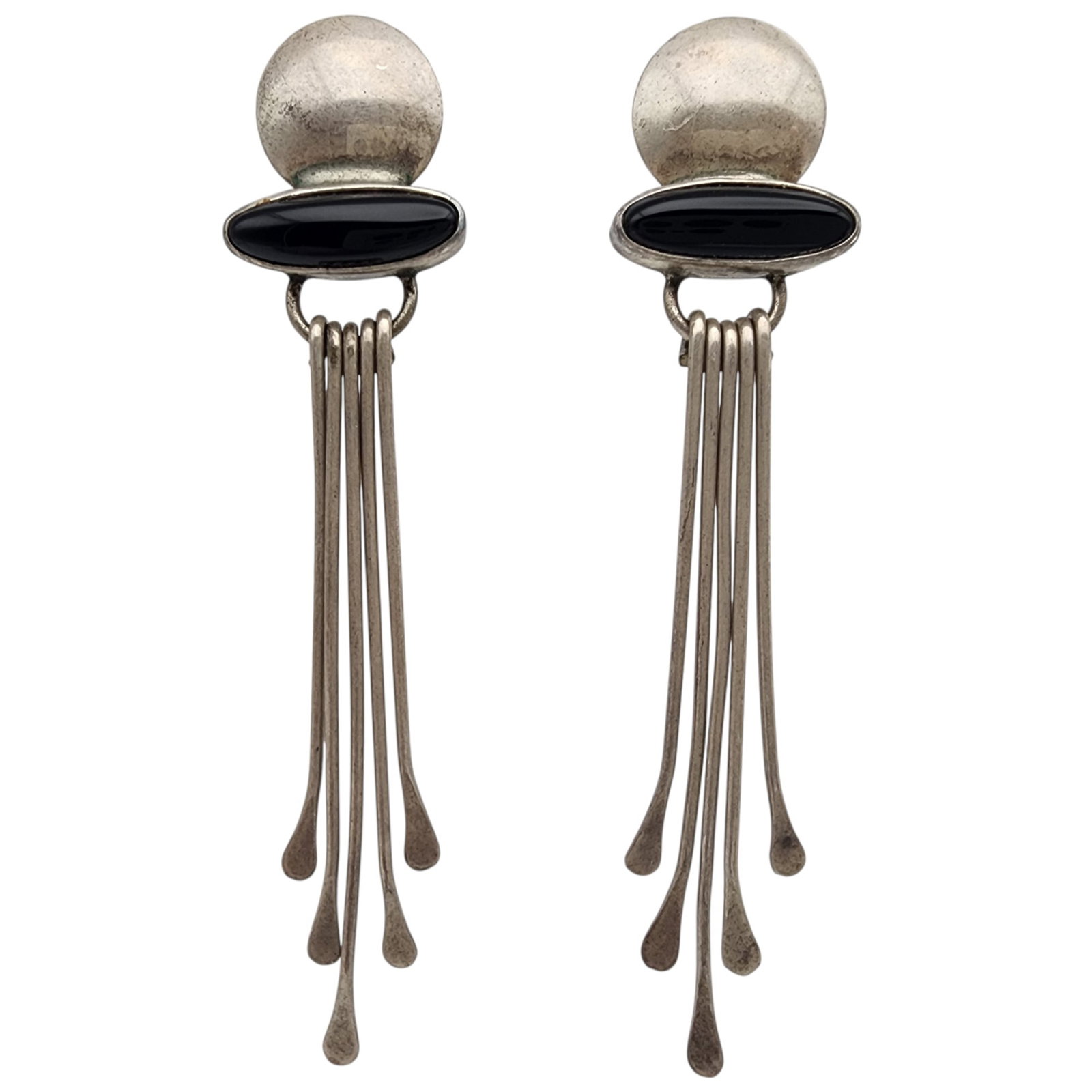 Nick Colyer Sterling Onyx Dangle Earrings: Nick Colyer Sterling Onyx Dangle Earrings, 7.4g