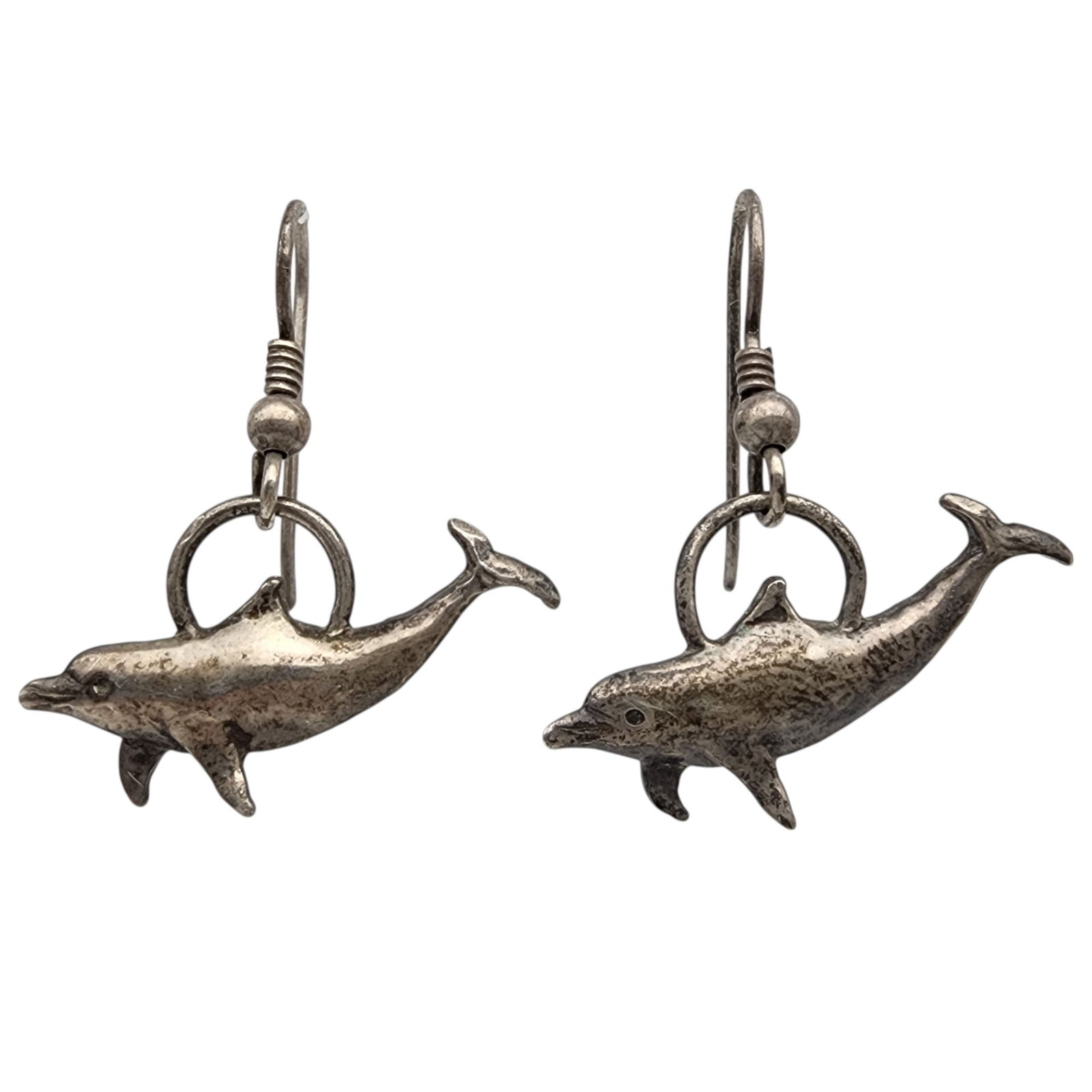 Signed Artisan Sterling Dolphin Earrings (1 of 5)
