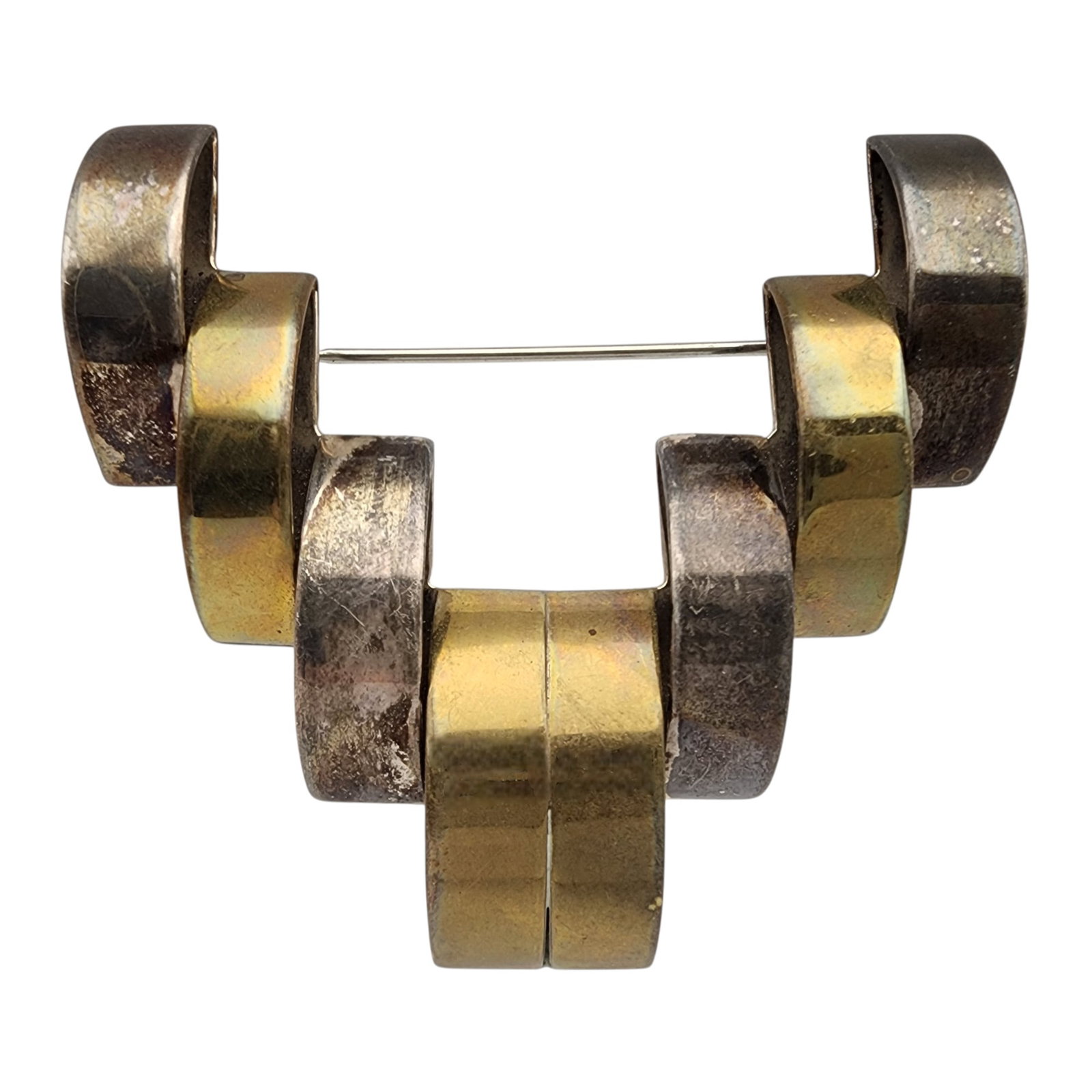 Taxco Mexico Sterling Silver Brooch: Taxco TD-40 Mexico Sterling Silver Two-Tone Brooch, 16.3g