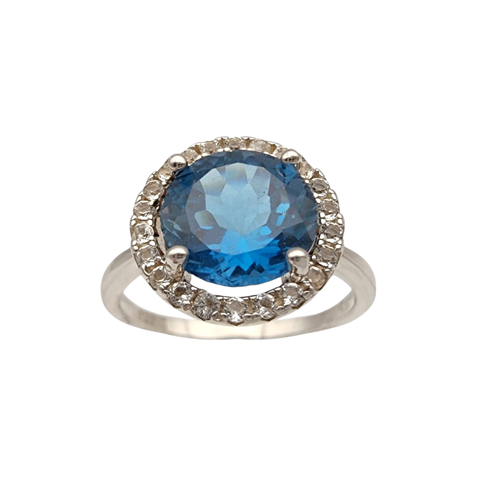 Sterling Silver Topaz and Clear Spinel Ring Sz 10: Sterling Silver Topaz and Clear Spinel (or Clear Topaz) Ring Sz 10, 3.6g