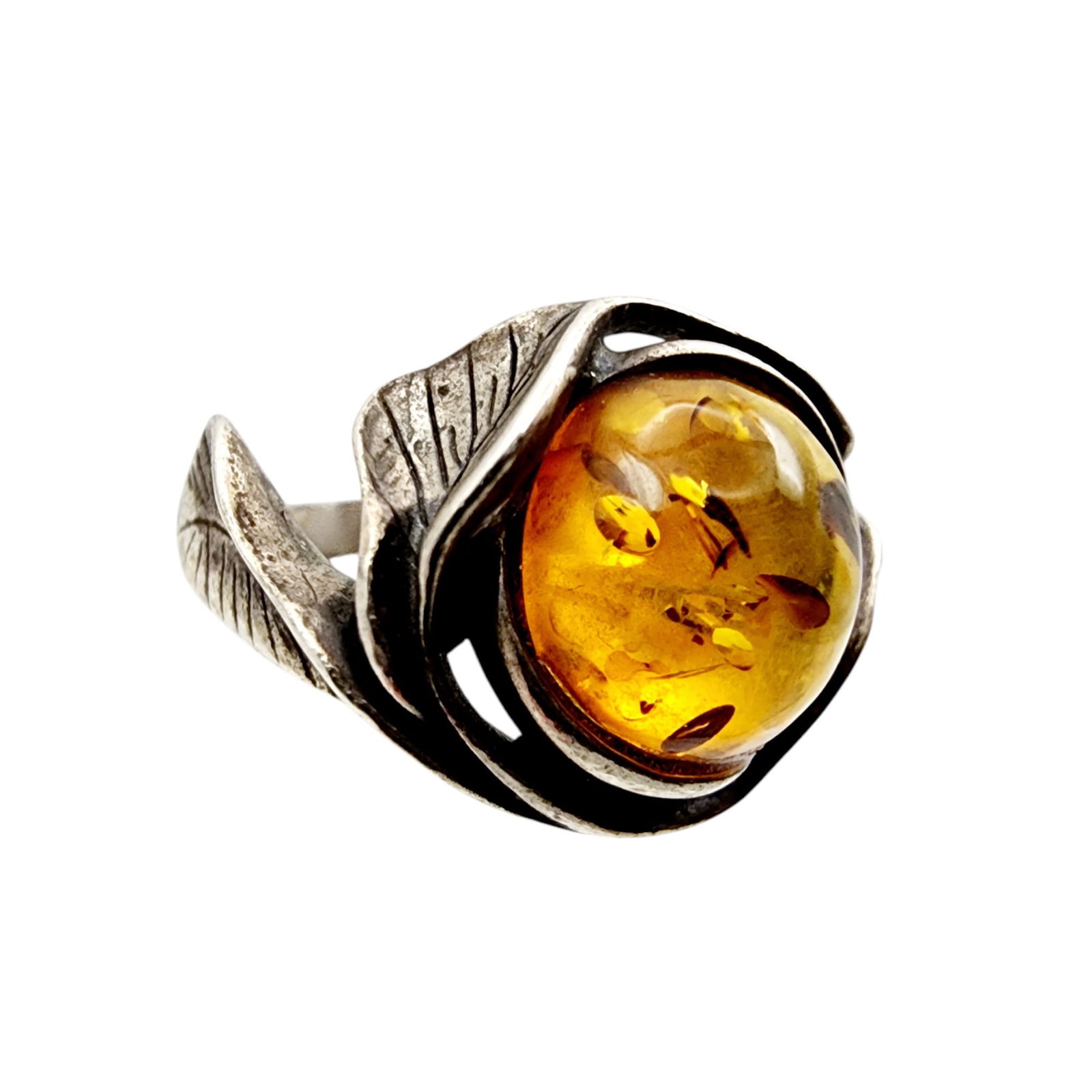 Vintage Sterling Brutalist Amber Ring Sz 5: Vintage Sterling Brutalist Amber Ring Sz 5.5 4g