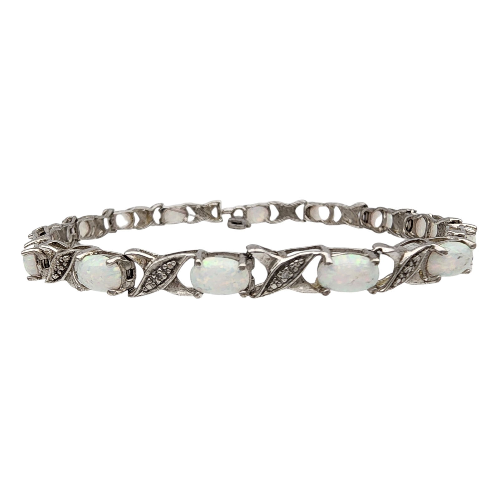 Sterling Silver Opal Tennis Bracelet (1 of 6)