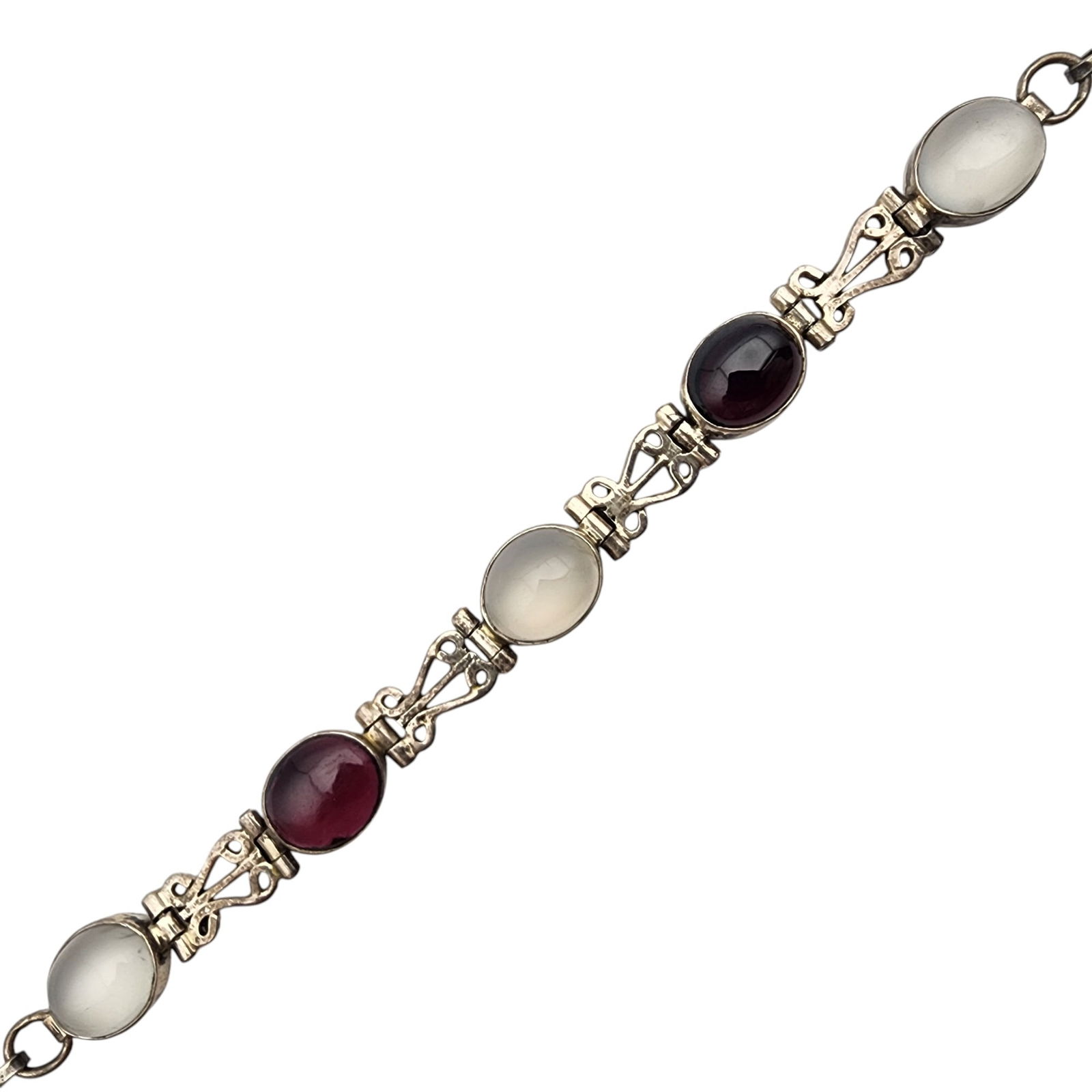 Sterling Silver Garnet and Cat's Eye Bracelet (1 of 6)