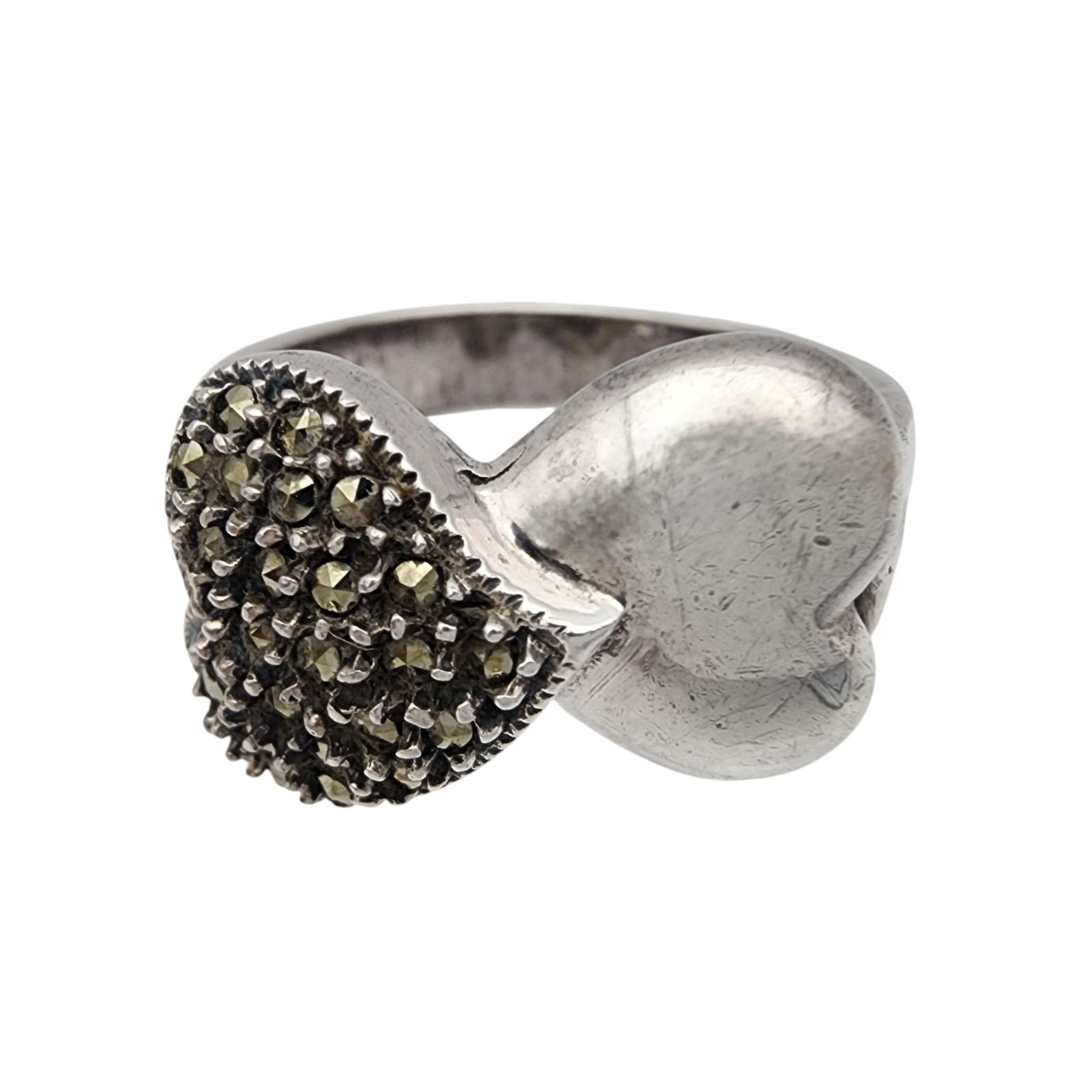 Judith Jack Sterling Silver Marcasite Heart Ring Sz 7.75 (1 of 5)