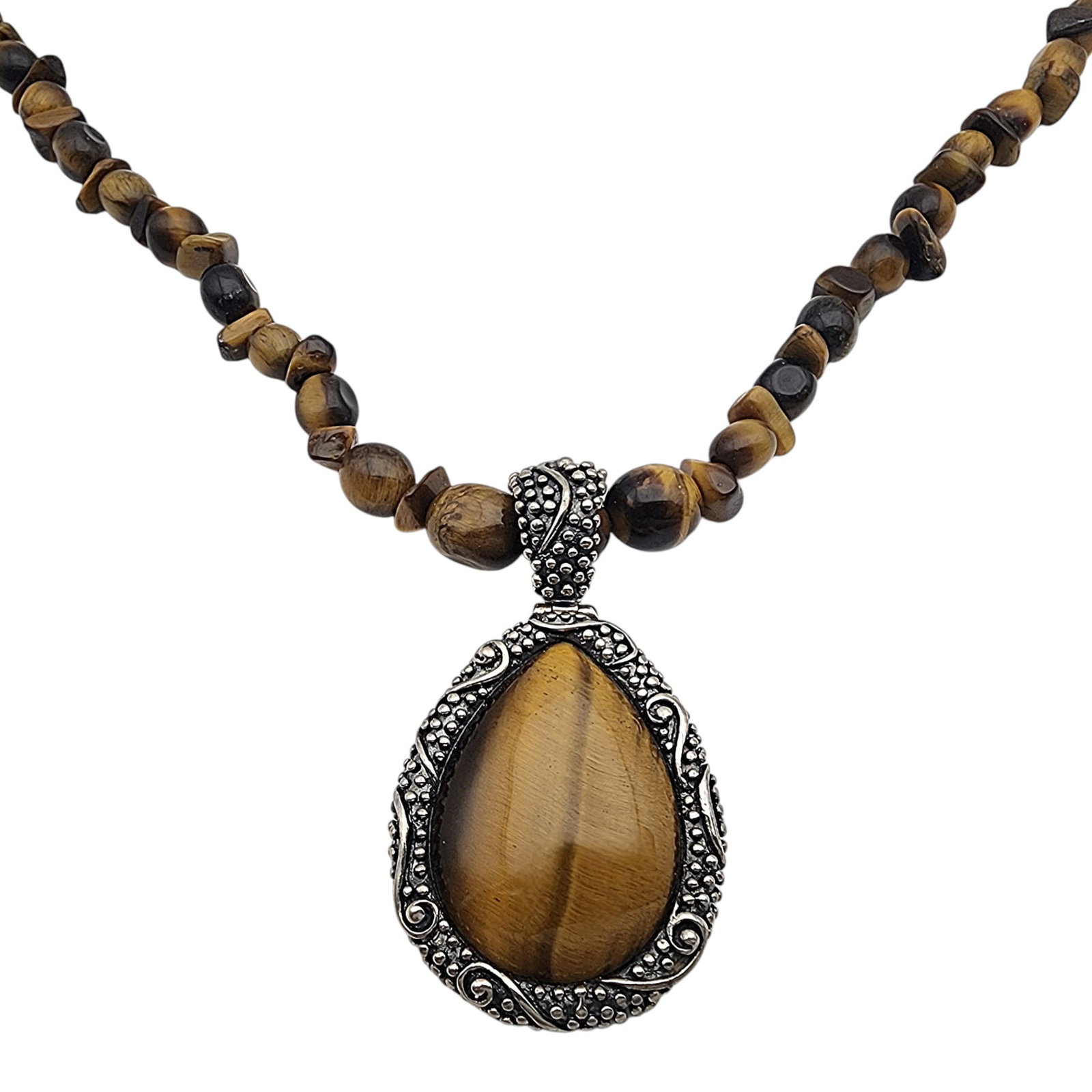Whitney Kelley Sterling Tigers Eye Necklace: Whitney Kelley Sterling Tigers Eye Necklace, 43.6g