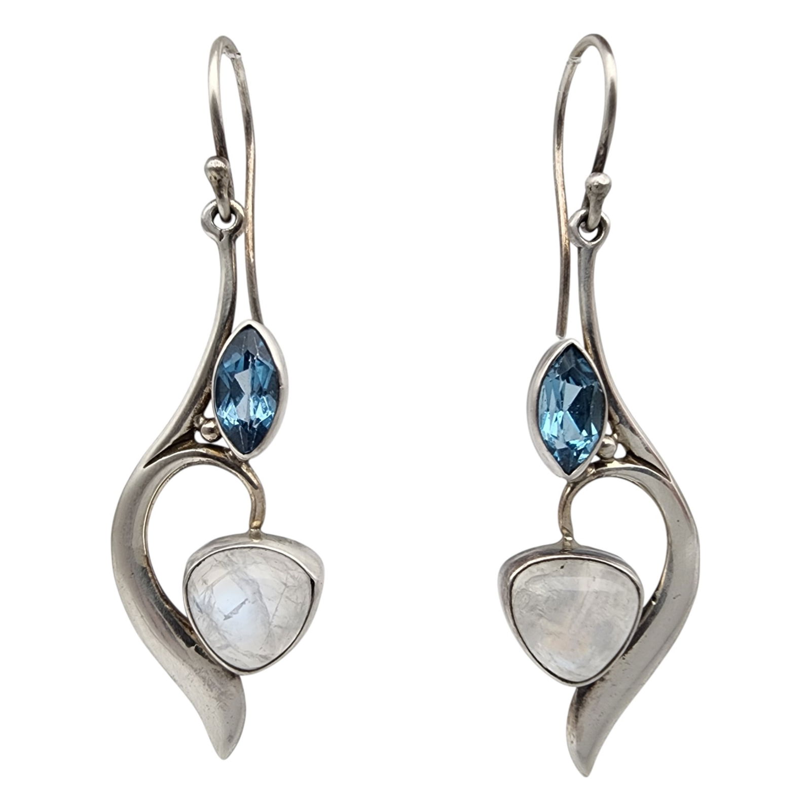 Sterling Silver Topaz and Moonstone Dangle Earrings (1 of 3)