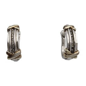 Signed Sterling Silver Diamond Moissanite Earrings